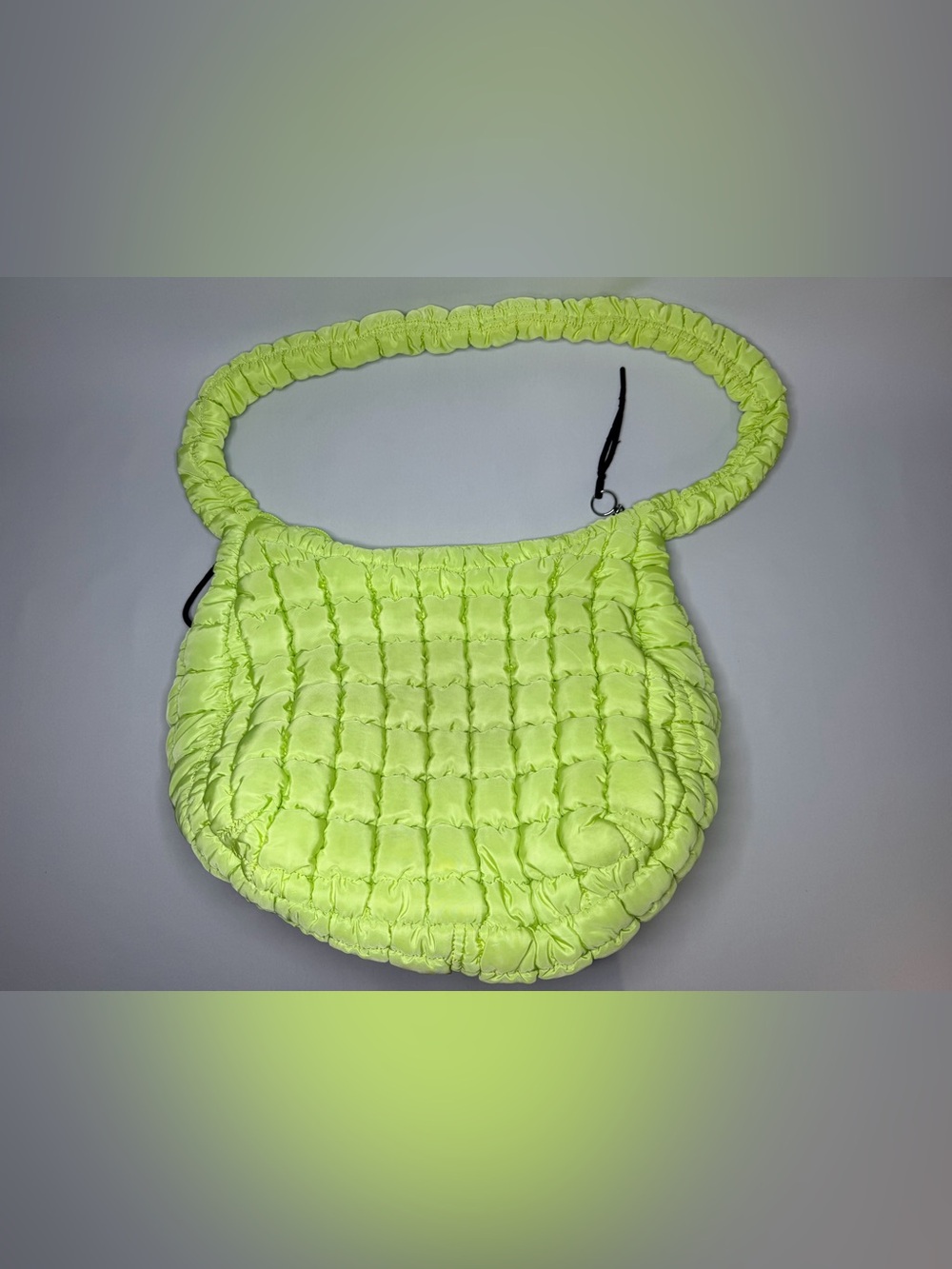 Neon Lime Quilted Ruched-Handle Crossbody Bag - Picture 2 of 4